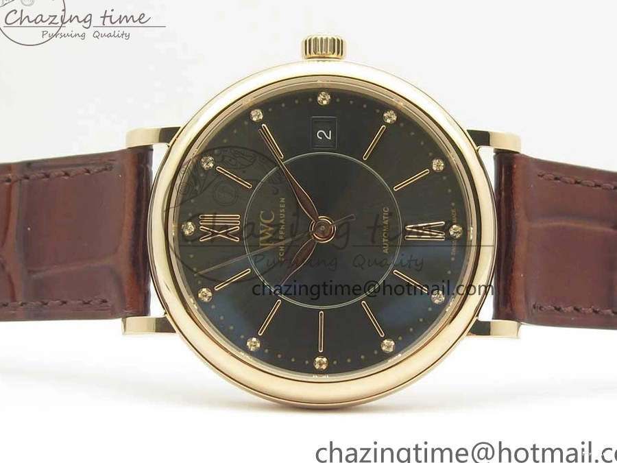MIROTIME 0224 SportInspired Portofino IW458101 RG MK 1:1 Best Edition Gray Dial On Brown Leather Strap MIYOTA 7165